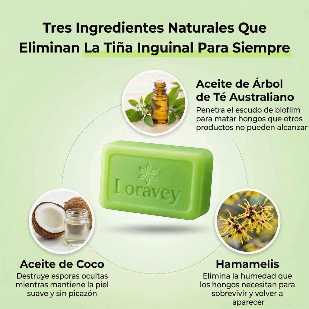 Jabón Antifúngico Loravey® Barra Para Alivio de Tiña Inguinal
