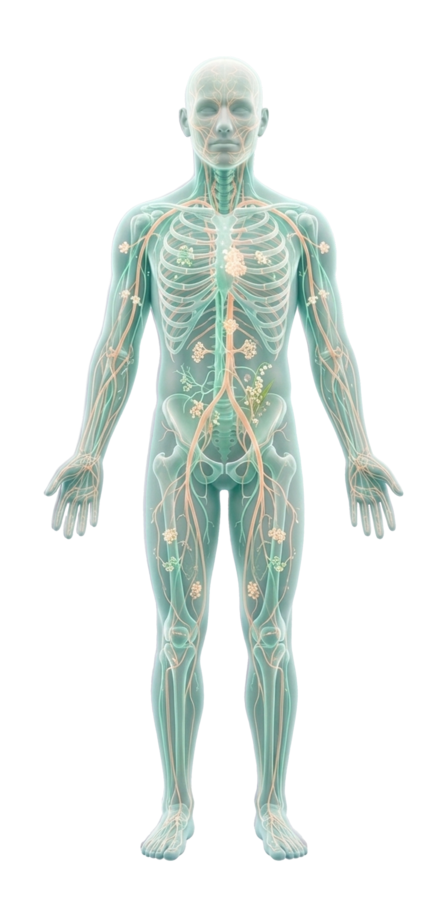 Cross-section illustration of skin protected against fungus and bacteria